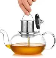1000ml / 34oz Glass Teapot with Removable Infuser, Stovetop Safe Teapot,
