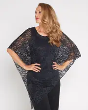 Eliza Lace Overlay Top - Onyx