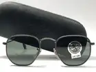 NEW VINTAGE RAY BAN HEXAGONAL GUN METAL G15 GREY LENSES 1990 B&L SUNGLASSES
