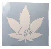 Cannabis Leaf LIFE White Vinyl Decal Bumper Sticker Window Car Electronics