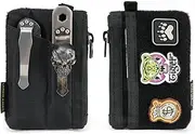 VE17 Small EDC Pouch, EDC Pocket Organizer with DIY Patch Area, Mini EDC Pouch with Zipper Pocket, Small Card Pocket, 2 Slots Pocket for EDC
