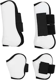 Nutriess Horse Leg Guard Boot Wrap Protector 4PCS White PU Shell Front Back Leg Guard Riding Equipment Jumping Obstacles