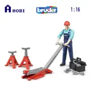 Bruder 1:16 Bworld Garage Equipment Figure Set Mechanic W/ Trolley Jack & Tools