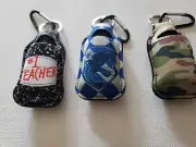 Traval Hand Sanitizer Holder Keychain 3 with empty bottles