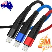 3M Long For Apple iPad Fast Charger Braided Charging USB Cable Data Sync Lead
