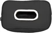 Premium Car Tissue Box Holder - PU Leather, Large Capacity, Anti-Slip, Elegant Microfiber Design for Back Seat Organization & Daily Use. (Black)