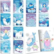 BenLouis 24 Frozen Mini Coloring Books Party Favors Winter Snowflake Small Activity Book Bulk for Kids Winter Christmas Themed Holiday Party Goodie Bags Stuffers Classroom Crafts Supplies