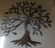 Olive Tree of Life - Metal Wall Art - Silver 30"