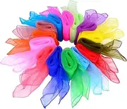 Coyanyu Dance Towels, Pack of 14 Multicoloured Square Juggling Cloths, Magic Movement Performance Scarves for Nursery, Children and Adults, 14 Colours, 24 x 24 Inches