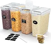 MOTYYA 2.5L Cereal Storage Container Set, 4pcs Airtight Dry Food Storage Canisters with Flip-Top Lids for Kitchen Pantry Organization,Oats,Flour,Sugar,BPA Free, Cereal Dispenser with Label Stickers