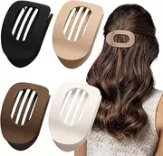 SHUNYUNG Flat Hair Clips Round Lay Down Hair Claw Clips, 4 Pack, Strong Hold, Medium Size, 4 Inches x 2.4 Inches, Matte Finish, Claw Clip, Women's Hair Clip, 4 Pieces