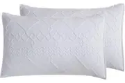 TUFTED MICROFIBRE SUPER SOFT TWIN PACK STANDARD PILLOWCASES-WHITE