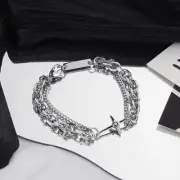 Double Layer Titanium Steel Star Link Bracelet for Men Women,Punk Hip Hop