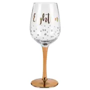 Eighteen Rose Gold Stem Red/White Wine Drinking Glass Gold 430ml 18th Birthday