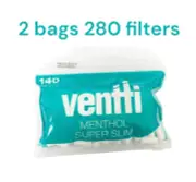 Ventti Filters Super Slim Menthol 140 Fillers X 2 Bags 280 Fillters.