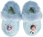 [Disney] Frozen Elsa and Anna Girls Slippers - Plush Non-Slip Comfy Fluffy Lightweight Warm Comfort Soft Aline Indoor House Slippers (Toddler/Little Kid)