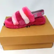 UGG K Fluff Pink Slide Slippers 6