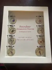 Vintage Pottery Barn Reindeer Glassware Charms Set Of 8 Brand New In Box, 2003