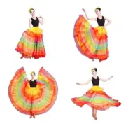 Womens Spanish Bull Dance Skirt Belly Dance Skirt Big Swing Flamenco Costume