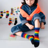 在飛比找蝦皮購物優惠-【oi-恩熙童裝】秋冬新款兒童襪 兒童條紋襪子不勒腳寶寶襪子