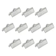 240Pcs Ribbon Crimp Clamp Ends 13mm Cord End Clasp for DIY Craft Silver Tone