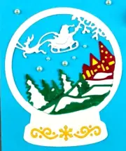 Snow Globe Christmas Eve Santa Over Trees Houses Metal Cutting Die Standard Thin