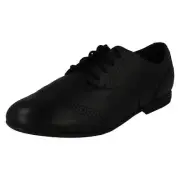 Girls Clarks 'Finja Brogue Y' Black Leather Lace Up School Shoes