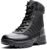 WIDEWAY Men's Military Tactical Work Boots Black Combat Boots for Motorcycle Hiking