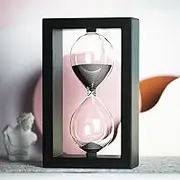 Hourglass 60 Minute Decorative Sand Timer, Black Wooden Frame Black Sand Clock