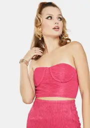 [Glamorous] Hot Pink Textured Underwire Tube Top