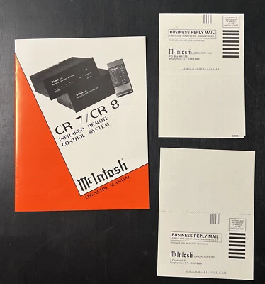 Vintage Original McIntosh CR7 /CR8 Infrared Remote Control Manual, Warr Cert NEW