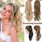 Long Drawstring Layered Ponytail Clip In Hair Extensions Real as Human Curly