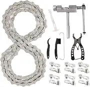 Chain for Bike - Road Bike Chain Kit | Quick Release Link Tool Replacement Heavy Duty Security for Dirt Cruiser Kids Motorcycle Patio Beach School