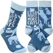 Less People More Cats Unisex Crew Socks Size M/L Primitives by Kathy Fashion New