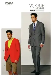 VOGUE SEWING PATTERN 8890 MEN'S 34-40 SEMI-FITTED LINED JACKET, SHORTS & PANTS