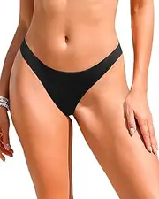 [Aqua Eve] Women Cheeky Bikini Bottom Brazilian High Cut Swim Bottom Low Rise Bathing Suit Bottom