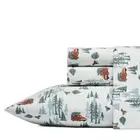 Tree Farm 4-Piece Orange Graphic Flannel Queen Sheet Set