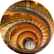 QPuzzles 260 Piece Round Jigsaw Puzzle - Vatican Spiral Staircase