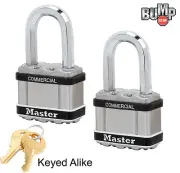 Master Lock 2"W MAGNUM Padlock,1-1/2"L Shackle (2)Keyed Alike Locks M5NKALFSTS-2