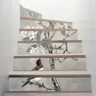 6Pcs Bird Flower Tile Floor Stair Sticker Waterproof Mural Decals Adhesive Art