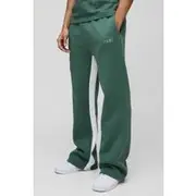 Mens Green Relaxed Man Colour Block Joggers
