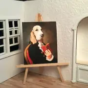 Miniature Dollhouse Shadow Box Art Benjamin Franklin Hound Handmade
