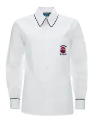 Snr LS Shirt White With Piping With Emb