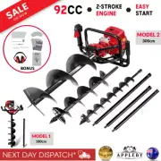 92CC Post Hole Digger Petrol Drill Borer Fence with Extension and Auger Bits Kit