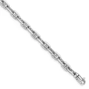Solid 14K White Gold 8.5 inch 5.1mm Hand Polished Fancy Link with Lobster Clasp Bracelet
