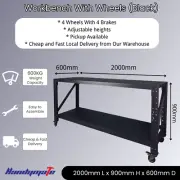 2M Heavy Duty Garage Warehouse Steel Workbench Storage with Wheels