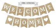 Pre-Strung Welcome Home Banner - NO DIY - Gold Glitter Welcome Home Banner - Pre-Strung on 6 ft Strand - Housewarming, Homecoming, & Military Return Party Decorations & Decor. Did we mention no DIY