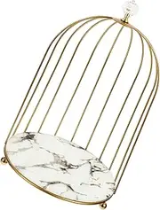 WRITWAA Cake Stand Cosmetics Storage Stand Makeup Dessert Shelves Display Container Bird Cage Shaped Holder Dresser Organizer Multi-Functional Rack Bird Cage Shaped Rack White Iron