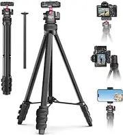 2 in 1 Camera Phone Video Tripod - ULANZI TT51 Portable Tripod Stand I 360° Rotable Ball Head I Hidden Cold Shoe Phone Holder I 600g Lightweigt I 1.38m/51in Long I 5 Section Extenable Vlog Tripod