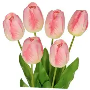 6PCS 23" Fake Tulip Flowers Artificial Tulips Long Stem Faux Flower, Silk Pink